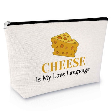 Cheese Lover Gift Cheese Makeup Bag Gifts for Women Cheese Themed Gifts Cosmetic Bag Sweet Food Fan Gifts Food Lovers Gifts Birthdays Christmas Gifts for Friends Sister Daughter Travel Cosmetic Pouch