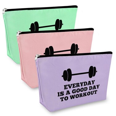 Weightlifting Fitness 3PCS Travel Cosmetic Pouch - Workout &amp; Bodybuilding Gift for Women, Trainer, Sister, Friends - Inspirational Christmas &amp; Birthday Gift for Her