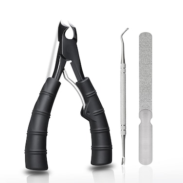 Toenail Clippers for Thick Toenails, Sharp Heavy Duty Nail Clippers Trim Ingrown Toe Nail, Upgraded Comfort Rubber Grip Fingernail Clipper for Men Women Seniors (Black3P)