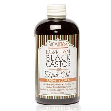 Shea Terra Organics 100 Percent Pure Egyptian Black Castor Extra Virgin Oil &ndash; Mango  All-Natural Strengthening and Conditioning Hair Oil for Healthy Hair Growth and Scalp&ndash; 8 oz