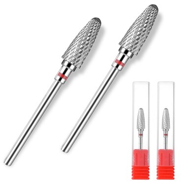 Sibba Carbide Nail Drill Bit 2 Pcs Remove Acrylic Hard Gels 3/32&amp;quot; Professional Cone Tungsten Drill Bits Quickly Safely Nail File Acrylic Drill Bits for Manicure Pedicure Cuticle Cleaner