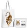 Sieral 2 Pcs Tiger Lover Gifts Set Include Canvas Tote Bag and Makeup Bag for Animal Lovers Just a Girl Who Loves Tigers Birthday Gifts for Daughter Sister Friends