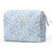 Sightor Cotton Makeup Bag, Kawaii Floral Cosmetic Bag Large Travel Toiletry Bag, Quilted Cosmetic Pouch for Women (Cerulean Blue)