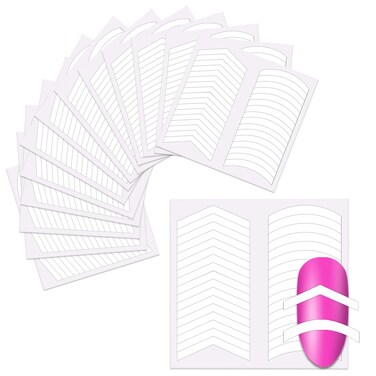 SILPECWEE 2880 Pieces 90 Sheets French Tip Nail Guides Nail Stencils Self-Adhesive Nail Art Stickers French Manicure Strips Nail Design Tool Nail Art Stencils Nail Art Accessories