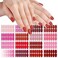 SILPECWEE 16 Sheets Pink Red Nail Polish Stickers Full Nail Wraps for Women Stick on Nail Polish Strips Gel Nail Strips Solid Color Self Adhesive Fingernail Manicure Design with Nail File