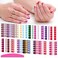 SILPECWEE 20 Sheets Glitter Nail Polish Stickers Full Nail Wraps for Women Gradient Color Adhesive Stick on Nail Polish Strips Gel Nail Strips Fingernail Manicure Design with Nail File