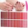 SILPECWEE 16 Sheets Red Nail Polish Stickers Full Nail Wraps for Women Nail Polish Strips Gel Nail Strips Self Adhesive Solid &amp; Glitter Manicure Design Fingernail Sticker Nails with Nail File