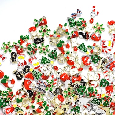 SILPECWEE 40pcs 20 Style Christmas Nail Charms Nail Jewels 3d Nail Art Charms For Holiday Nail Rhinestone Nail Studs Nail Art Decoration Kit