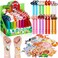 48 Pcs Farm Animals Party Favors Mini Bubble Wand 12 Sheets Farm Temporary Tattoos Stickers Barnyard Animal Theme for Birthday Goodie Bag Stuffers Gift