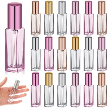 20 Pcs Cologne Sample Bottles Perfume Bottle Travel Atomizer Refillable 10 ml Glass Container Leak Proof Pocket Mini Perfume Spray Bottle Portable Travel Size