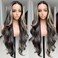 2/27 Ombre Highlight Lace Front Wigs Synthetic Body Wave Wear and Go 13x4x1 T-part Lace 28 Inch Pre-Plucked HD Glueless Ombre Lace Front Wig for Black Women