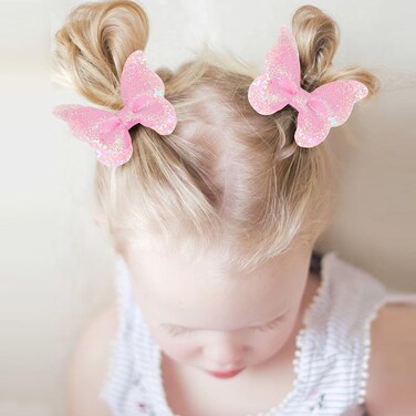 Sither 5pairs Bow Hair Barrettes for Girls Cute Color Hair Clip Glitter Barrettes Set Hair Accessories for Party Girl's Gift