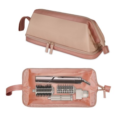 SITHON Travel Case Compatible with Airwrap/Shark FlexStyle SpeedStyle, Water Resistant Double Layer Storage Carrying Organizer Bag w/Widely Opening for Dyson Supersonic (Bag Only) (Rose Gold)