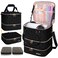 Nail Polish Organizer Bag Holds 84 Bottles (15ml/0.5fl.oz)&amp; Nail Lamp, 3 Layers Detachable Nail Kit Storage Case PU Leather, Large Travel Nail Supplies Shoulder Bag for Manicure Tools (Black)