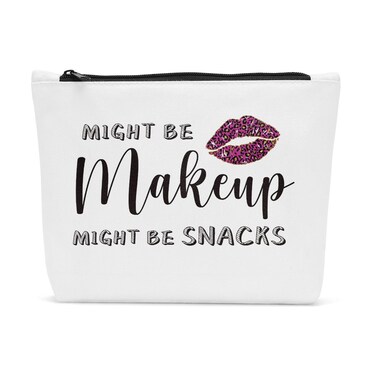Funny Snack Bags Might Be Makeup Might Be Snacks Travel Makeup Bag Multifunction Cosmetic Pouch for Women Cute Makeup Pouch Gifts for Daughter from Mom Snacks Cosmetic Bag