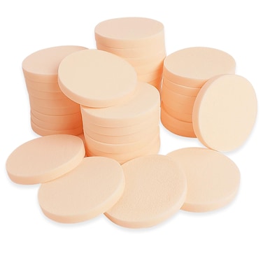 25 Pcs Round Makeup Sponges for Foundation Makeup Sponge Facial Powders Puff Cosmetic Sponge Round Foam Pad Beauty Makeup Eye Face Foundation Powders Blender for All Skin Types, Wet and Dry Dual Use