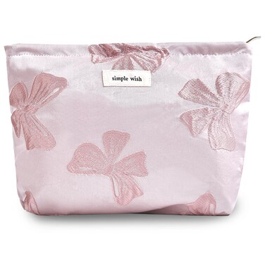 Makeup Bag Cosmetic bags Canvas Zipper Pouch for Women, Cute Coquette Large Preppy Pencil Purse Toiletry Bag Organizer Travel accessories (Medium Pink Bow, Large)