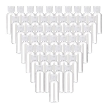 50 Pack 1.7oz Plastic Empty Hand Sanitizer Bottles Mini Hand Sanitizer Bottles Empty Travel Size Bottles Bulk with Flip Cap, Refillable Container for Cosmetic Shampoo Birthday Wedding (50-WHITE CAP)