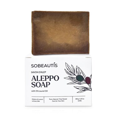 Natural Aleppo Soap &ndash; 5% Laurel Oil &amp; 95% Olive Oil, Vegan, Gentle Hydrating Cleanser, Eco-Friendly &amp; Handmade, Versatile for Face, Body &amp; Hair, Suitable for All Skin Types