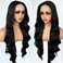 SOKU 28 Inch Long Wave Lace Front Wig Pre Plucked Hairline with Baby Hair Synthetic Wavy Hair Wig Pre Styled Dark Brown Glueless Transparent Lace Frontal Wigs for Women Heat Resistant Fibre