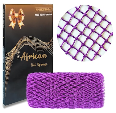 African Net Sponge Authentic, African Exfoliating Sponge Real African Net Black Owned, African Bath Sponge Back Scrubber, Body Exfoliator Shower Bath Accessories (Purple)