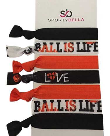 Basketball Hair Ties, Basketball Hair Bands Ponytail Holders, Basketball Is Life Elastics, No Crease Ribbon Basketball Hair Accessories for Girls Women Basketball Party Team Gifts