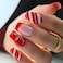 Christmas Nails Press ons Coffin Press on Nails Short Fake Nails with White Snowflake Lines Glitter Design Glue on Nails Xmas Red French Tip False Nails Glossy Acrylic Christmas Nails for Girls 24Pcs