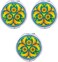 Stephanie Imports Set of 3 Double Sided Magnifying Compact Slim Mirrors with Printed Insert (Circle - Psychedelic Turquoise)