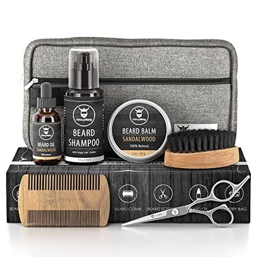 Striking Viking Grooming Kit - Premium Care Products for Men with Beard Shampoo, Oil, Balm Butter, Brush, Wooden Comb, Mustache Scissors &amp; Toiletry Bag