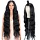 Style Icon 36" Easy-360 Lace Wigs 13X6 Free Part Lace Frontal Wigs Super Long Body Wave Wavy Wig Synthetic Black Wig (36 Inches, 1B)