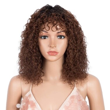 Style Icon Human Hair Afro Wigs Short Curly Wigs for Black Women Wig With Bangs (14 Inches, TT1B/33)