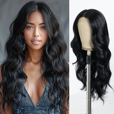 Style Icon Wig 28-Inch Lace Front Wig Synthetic Long Water Wave Wigs Pre Plucked Baby Hair Central Parting