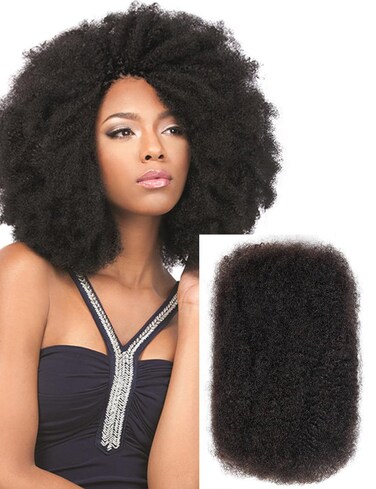 Style Icon 1 Bundle Afro Kinkys Bulk Human Hair (16", Natural Black) - Twist Braids - Kinky Curly Extensions - Dreadlocks - Loc Braiding Hair