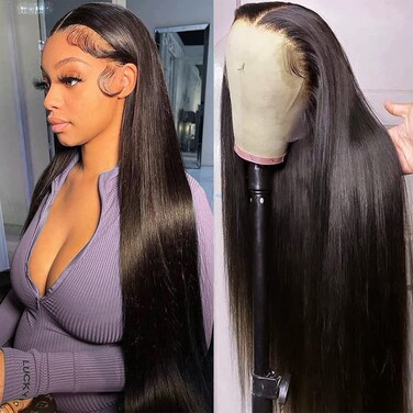 Subella HD Lace Front Wigs Human Hair Pre Plucked Straight 220% Density 13x5 HD Lace Frontal Wig With Baby Hair 12A Transparent Human Lace Wigs For Black Women (26inch)