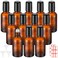Sumind 12 Pcs 30ml Roller Glass Bottle Essential Oil with Stainless Steel Refillable Sample Container Brown Empty Roller Bottle Applicator with Funnel Sticker for Travel(Amber)