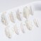 Sun&amp;Beam Nails Handmade Press On Nail Medium Long Almond Oval Pink White Pearl Shell Fake Tip 3D Design Art Charms Cute with Storage Box 10 Pcs (White-S)