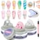 Solid Builder Gel for Nails, Clear White Pink Hard Gel for 3D Nail Art Sculpting with UV Lamp &amp; Chrome Powder for Home DIY Salon, 14g (0.49oz)