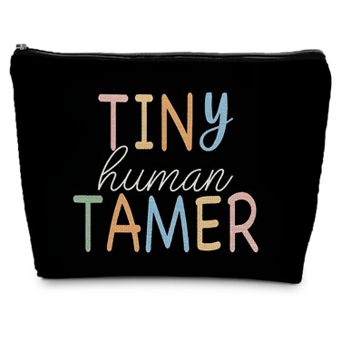Tiny Human Tamer Teacher Makeup Bag Cosmetic Bag, Teacher Appreciation Gifts，Funny Teacher Makeup Pouch Zipper Pouch, Teacher Small Makeup Bag for Purse