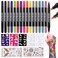 Temporary Tattoo Markers for Skin,15PCS Dual-Ended Tattoo Pen + 50 Paint Stencils + 43 Tattoos Stickers,Glitter &amp; Matte &amp; Neon Glow Body Marker Set, Removable Fake Tattoos Kit for Teens and Adult