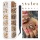 1 Box Champagne Gold Nail Art Rhinestones Multi Shapes 3D Flatback Bedazzling Crystals Non Hotfix Nails Gems Stones with Tweezer Picker Pencil for Manicure Face Eyes Makeup DIY Crafts