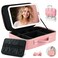 15''X11'' Large Makeup Bag with Removable Lighted Mirror, Professional Travel Makeup Train Case PU Leather Cosmetic Make up Organizer with Adjustable Dividers &amp; Brush Storage Board