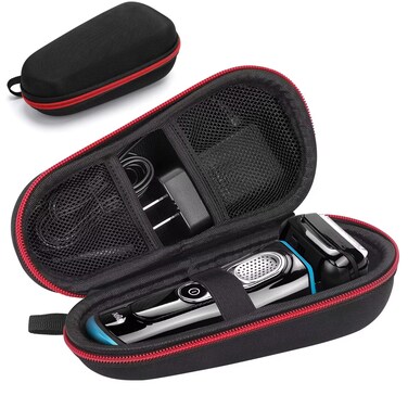 Electric Shaver Case,Travel Shaver Storage Bag &amp; Razor Organizer Pouch,Durable,Waterproof, Compact Design for Men's Essentials,Fits Most Electric Shavers for Philips Braun Panasonic(Red)