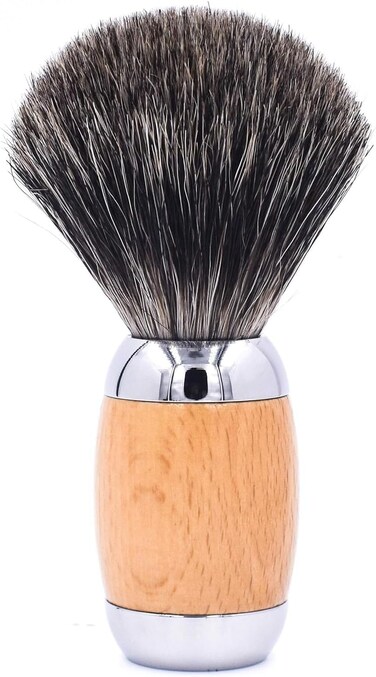 Taconic Shave's 100% Mixed Badger Luxury Shaving Brush - Deluxe Beechwood and Chrome Handle - Shaving Stand Included