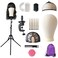 Wig Stand with Head 23 Inch Canvas Mannequin Head with Stand for Wigs Height Adjustable Tripod Wig Head Stand Wig Holder for Hair Styling with Extra Clamp Stand
