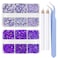 8000 Pieces Non Hotfix Flat Back Gems Round Resin Rhinestones Kit 4 Mixed Sizes（2-4mm） with Picking Pen and Tweezer for Nails Crafts Makeup Eyes DIY Christmas Gift Clothes Phone Bottles (Violet)