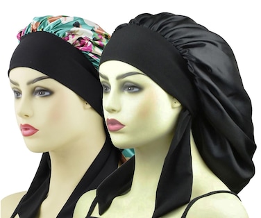 Extra Large Sleep Cap Satin Bonnet for Sleeping Long Hair Bonnet for Women Large Night Cap for Curly Hair XL Silk Bonnets