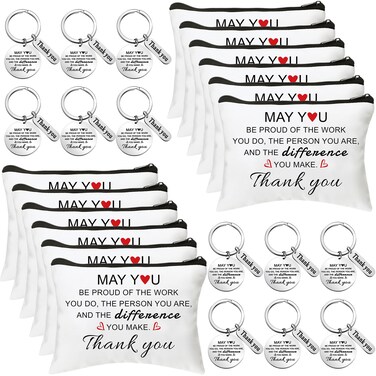 Talltalk 24 Pcs Employee Appreciation Cosmetic Bag Keychains Set Thank You Keyrings Gifts for Coworkers Women Nurse Teacher(Be Proud)