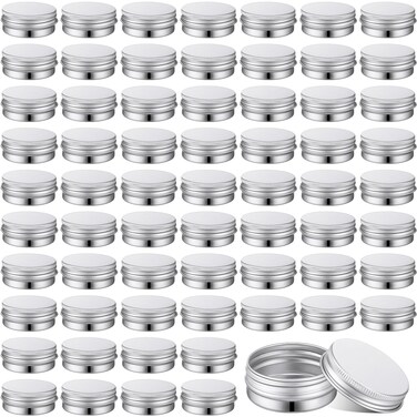 Tandefio 300 Pcs Aluminum Tin with Lids Round Metal Tin Jar Lip Balm Containers with Screw Top Lids Empty Travel Silver Cosmetic Sample Cans for DIY Salve Candle(0.5 oz)
