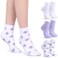 Tarpop 3 Pairs Aloe Socks Women Moisturizing Spa Socks for Dry Cracked Heel Feet Infused Gel Sleeping Fuzzy Lotion Valentines Day Gift for Women Men Softening Dry Feet(Purple and White)