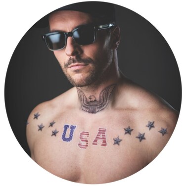 2 x All American Face Temporary Tattoo - USA, 4th of July, Labor Day, Olympics, Team USA